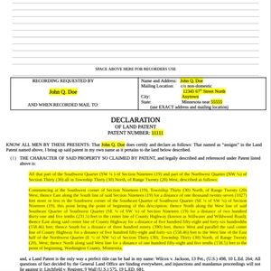 ✅️ Declaration of Land Patent 🦅🇺🇸⚖️